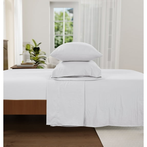Casa Platino California King Size Bed Sheets Set - Washed Ultra-Soft Microfiber Bed Sheets - Extra Soft - 4 Piece Set - Bedding Sheets & Pillowcases, California King-White