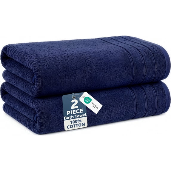 Casa Platino Bath Towels Set of 2 - Quick Dry, Lightweight Soft Towels for Bathroom, Spa & Gym - Absorbent & Perfect for Daily Use - Navy