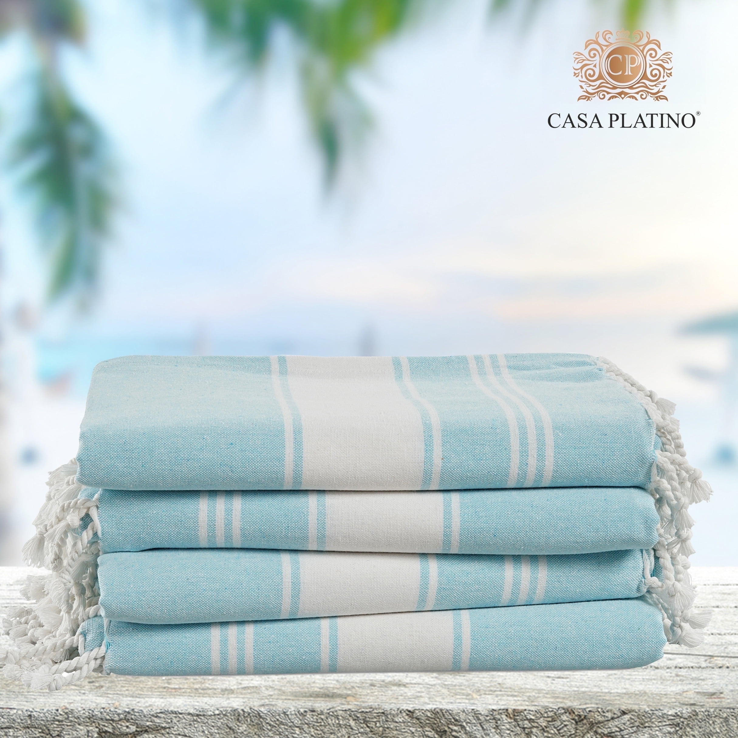 Casa Platino Cotton Beach Towel Set of 4 Peshtemal turkish towel 39 x71