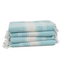 Casa Platino Cotton Beach Towel Set of 4, Peshtemal turkish towel 39"x71", Pool Absorbent Extra Large Quick Dry Sand Beach Towels For Adult - Aqua