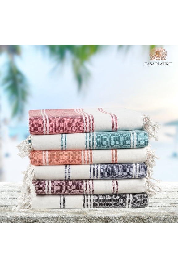 Cotton Beach Towels 6 Pack, Oversized Cotton Beach Towels, Quick Dry Lightweight Sand Free Pool Towels for Summer Fun – Sand Blue