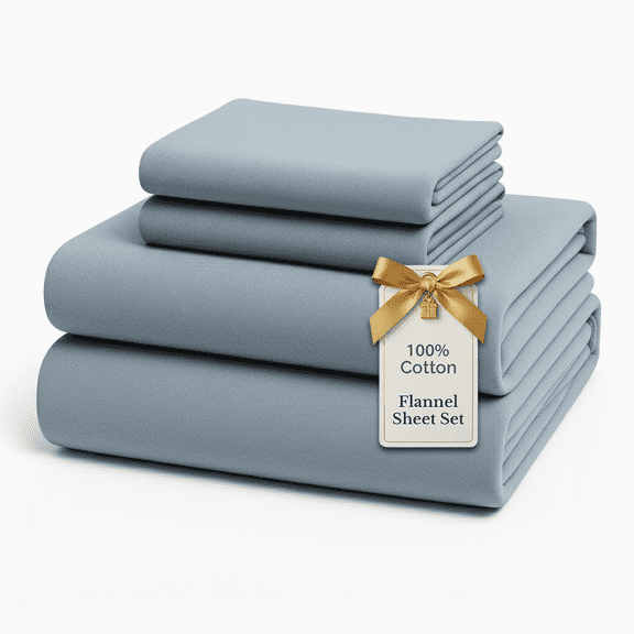 Casa Platino Cotton Flannel Full Size 4 piece Bed Sheets - Lightweight Bedding, Brushed for Extra Softness - French Blue