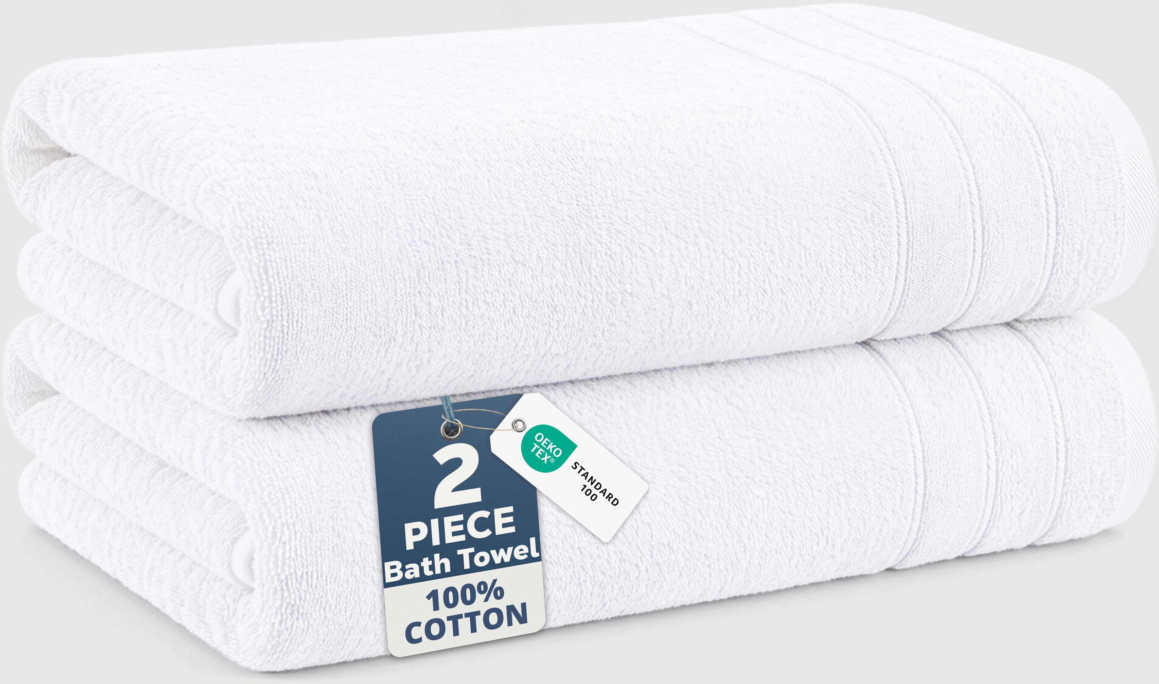 Casa Platino Large Bath Towels Set - Quick Dry Cotton Bath Towels for Bathroom, Spa & Gym - Soft & Highly Absorbent - White