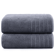 Casa Platino Extra Large Bath Towels Set of 2 - Soft, Quick Dry, Absorbent Ring Spun Cotton Towels for Home, Spa & Travel - Cool Grey