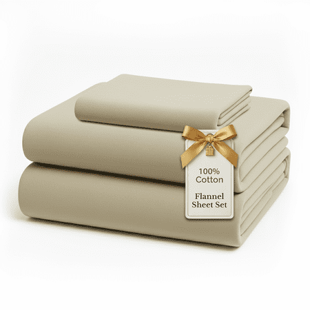 Casa Platino Flannel Bed Sheet Set, 100% Cotton, 3 Piece Deep Pocket Bedding Sheets, Twin Xl, Linen