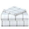 thumbnail image 1 of Casa Platino Flannel Sheet Set, 100% Cotton, 3 Piece Deep Pocket Bed Sheets, Full Size, Gey Check, 1 of 5
