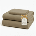 thumbnail image 1 of Casa Platino Flannel Sheet Set, 100% Cotton 3 Piece Deep Pocket Fitted Bed Sheets - Twin Xl, Taupe, 1 of 8