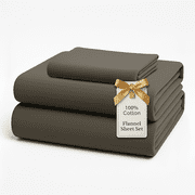 Casa Platino Flannel Twin Bed Sheet Set, 100% Cotton, 3 Piece Deep Pocket Bedding Sheets, Charcoal