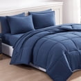 thumbnail image 1 of Full Bed Set Pre-Washed – Brushed Microfiber Full Size Bed in a Bag with Comforter, Flat Sheet, Fitted Sheet, 2 Pillowcases & 2 Shams – Brushed Full Size Bed Set - Navy, 1 of 8