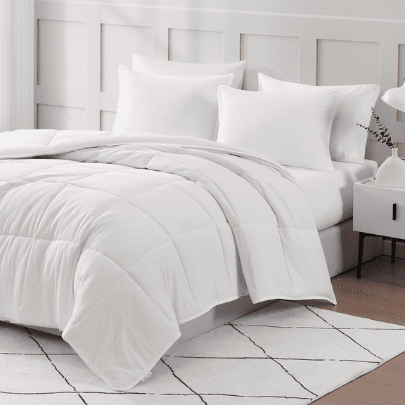 Casa Platino Full Comforter Set - Pre-Washed Full Bed Comforter Set - Full Ultra Soft Bed Set - Microfiber Full White Bedding Sets - Breathable Full Bed Set - Cozy Full Bedding – White