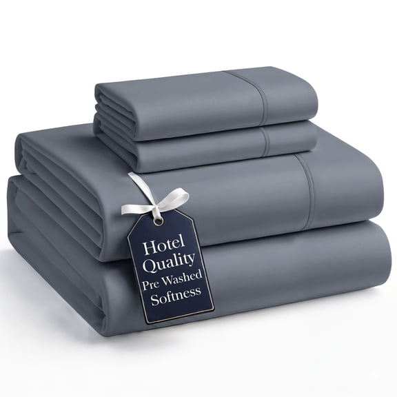 Casa Platino Full Size Bed Sheets Set - Washed Ultra-Soft Microfiber Full Bed Sheets - Extra Soft - 4 Piece Set - Bedding Sheets & Pillowcases, Full-Charcoal