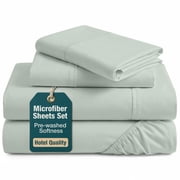 Casa Platino Full Size Bed Sheets Set - Washed Ultra-Soft Microfiber Full Bed Sheets - Extra Soft - 4 Piece Set - Bedding Sheets & Pillowcases, Full-Mineral