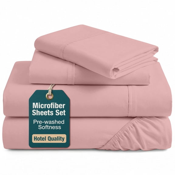 Casa Platino Full Size Bed Sheets Set - Washed Ultra-Soft Microfiber Full Bed Sheets - Extra Soft - 4 Piece Set - Bedding Sheets & Pillowcases, Full-Sepia Rose