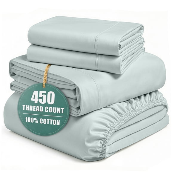 Casa Platino Full Size Sheet Set - 100% Cotton Bed Sheets, 450 Thread Count Soft Satin Bed Sheets, Breathable Bedding Sheets & Pillowcases, 4PC Full Bed Sheets Set, Deep Pocket Sheets - Black Sheets