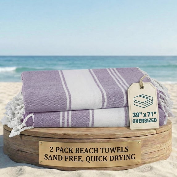 Casa Platino Hammam Beach Towels 2 Pack, Quick Dry & Sand Free, Lightweight Cotton Towels for Travel, Pool Towels, and Summer Beach Trips – Day Break