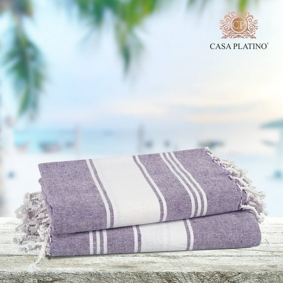 Casa Platino Hammam Beach Towels 2 Pack, Quick Dry & Sand Free, Lightweight Cotton Towels for Travel, Pool Towels, and Summer Beach Trips – Day Break