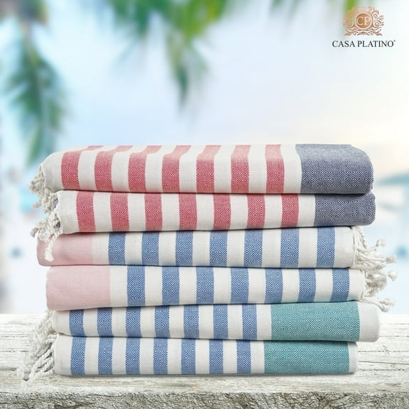 Casa Platino Hammam Beach Towels 6 Pack, Quick Dry Extra Large Cotton Beach Towels for Adults, Lightweight Sand Free Towels for Picnics – Old Glory