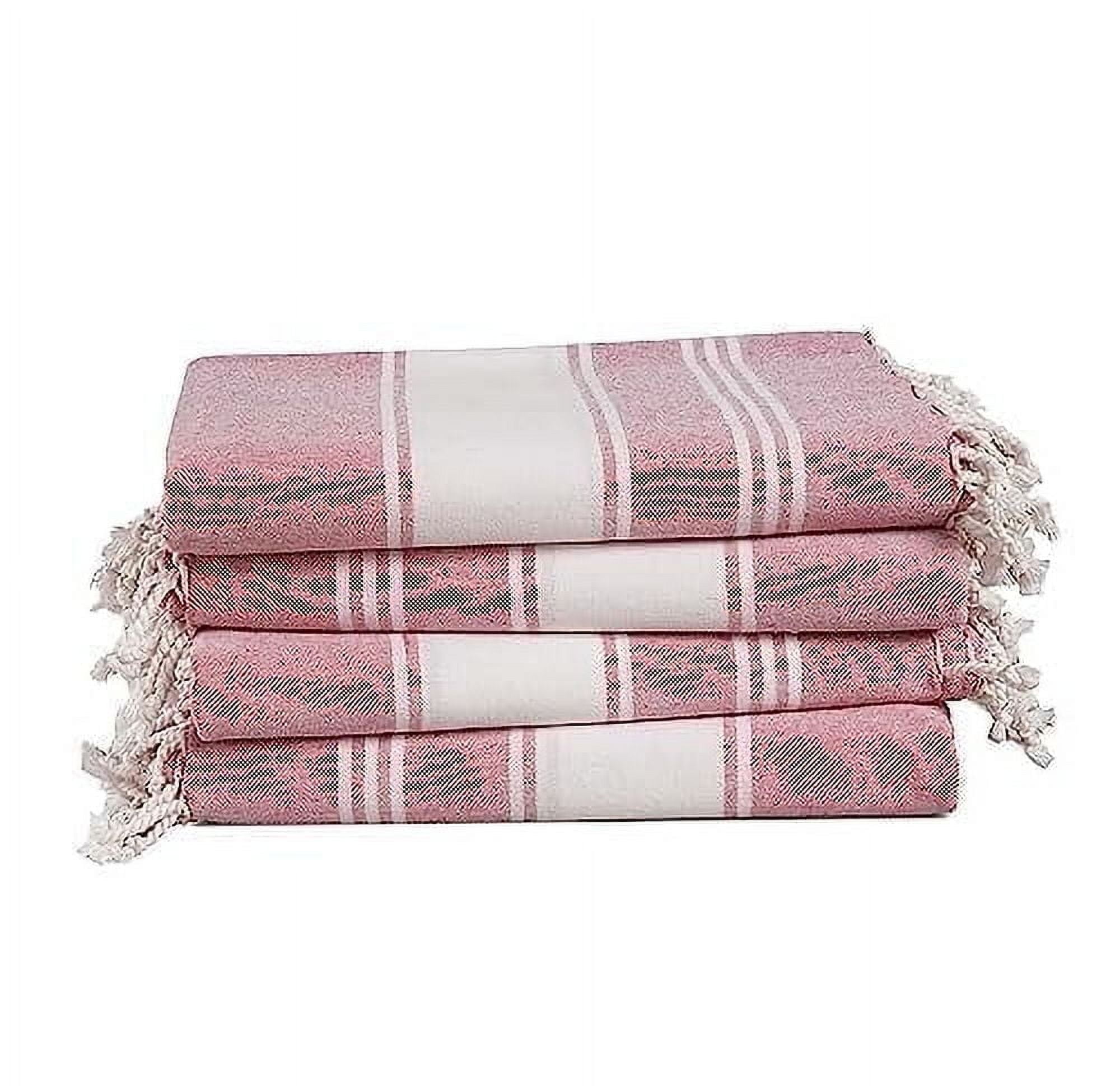 Casa Platino Hammam Cotton Beach Towels 4 Pack – Oversized, Quick Dry, Perfect for Adults Seeking Style and Comfort on Travel – Cashmere Rose