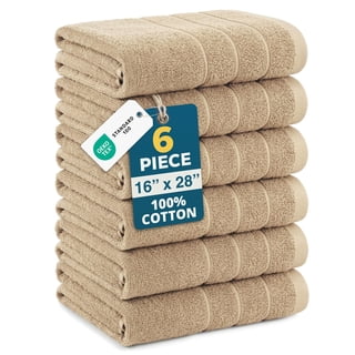 Casa Platino Hand Towels 6 Piece Set (16" x 28"), Soft & Absorbent Bath Hand Towels, Premium Taupe Hand Towels for Bathroom, 100% Cotton Bathroom Hand Towels for Everyday Use - Taupe