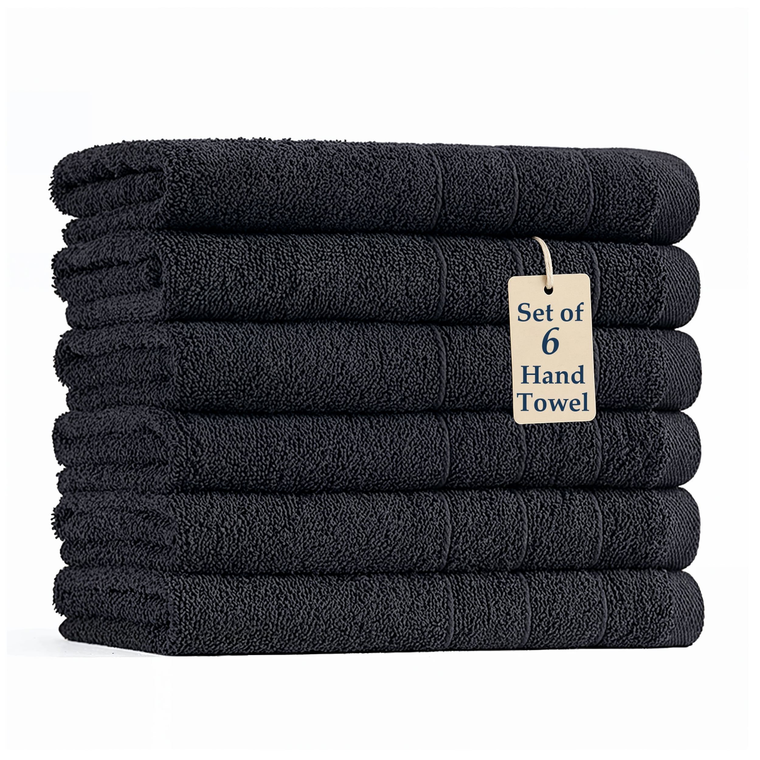 Casa Platino Hand Towels for Bathroom - 6 Piece Set (16" x 28"), Soft & Absorbent Bath Hand Towels, Premium Black Hand Towels for Bathroom, 100% Cotton Bathroom Hand Towels for Everyday Use - Black - Walmart.com
