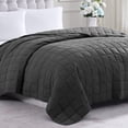 thumbnail image 1 of Casa Platino Quilted King Blanket - Quilted Light Weight Blanket, Buttery Soft, Premium Microfiber Down Alternative Fill, Year Round Soft Blanket Use - Charcoal, 1 of 8