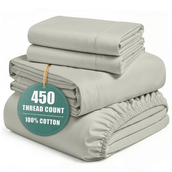Casa Platino Cotton King Size Sheets Set – 450 Thread Count Long Staple100% Cotton Cooling Sheets King, Naturally Breathable, Oeko-Tex Certified – Moonstruck