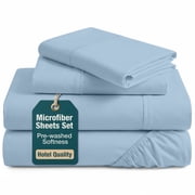 Casa Platino King Size Bed Sheets Set - Washed Ultra-Soft Microfiber King Bed Sheets - Extra Soft - 4 Piece Set - Beddin