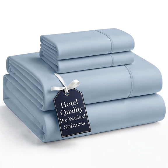 Casa Platino King Size Bed Sheets Set - Washed Ultra-Soft Microfiber King Bed Sheets - Extra Soft - 4 Piece Set - Bedding Sheets & Pillowcases, King-French Blue