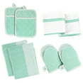thumbnail image 1 of Casa Platino Kitchen Set Pack of 8, Oven Mitts Pot Holders Pad and Towel Set, Cute Kitchen Starter Set, Short Oven Mitts and Kitchen Hand Towels and Dish Cloths Sets - Sage, 1 of 8