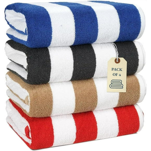 Casa Platino Large Beach Towel - Pack of 4 Beach Towels Set, 100% Cotton Quick Dry Pool Towel Oversized, Soft & Absorbent - Ocean Breeze