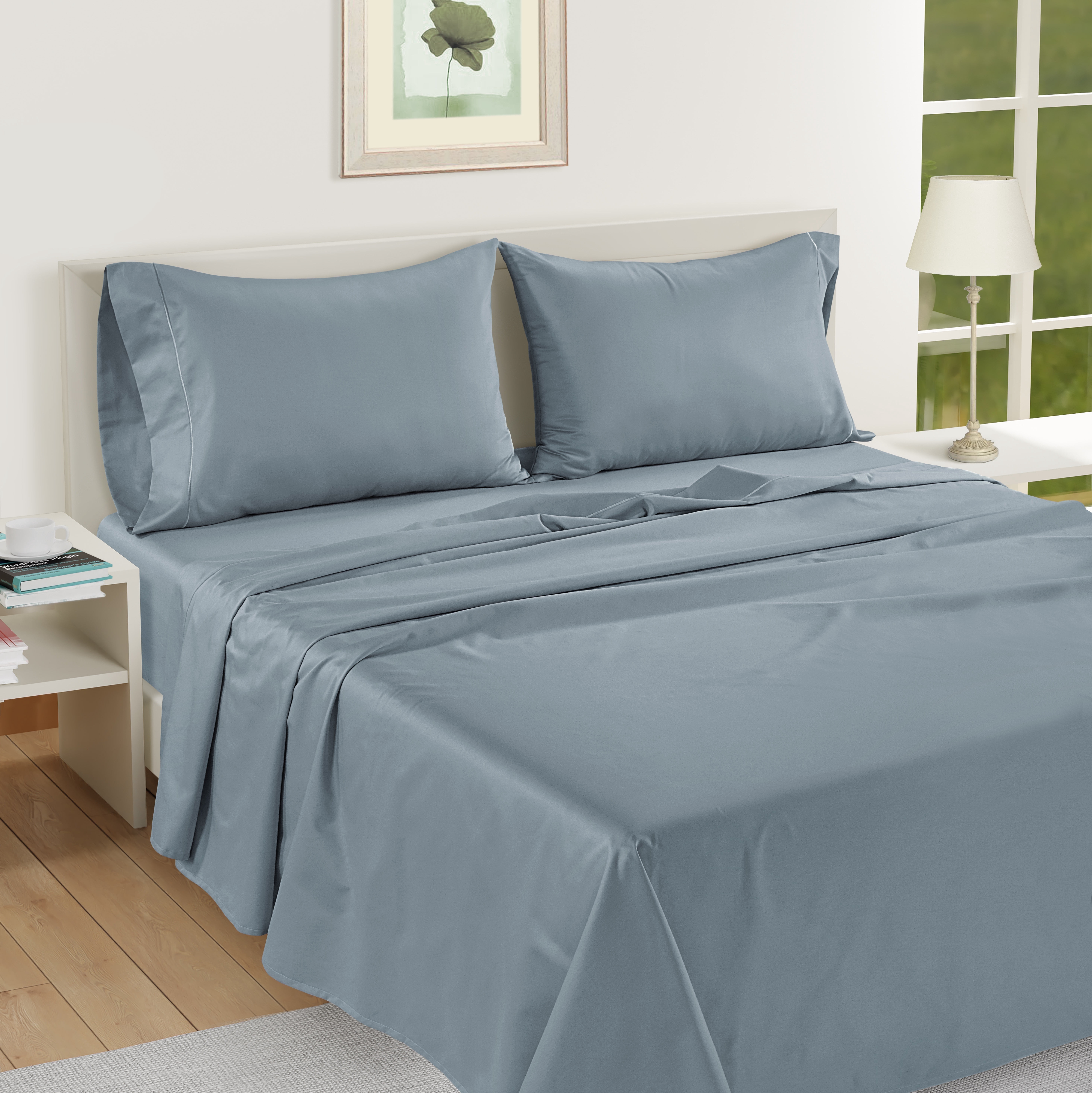 Casa Platino Luxury 100% Egyptian Cotton Queen Size Sheets, 1000 Thread Count Hotel Bedding 4 PC Bed Sheet Set - French Blue - Walmart.com