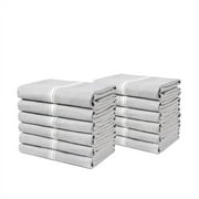 Kitchen Towels Set - 100% Pure Cotton Super Absorbent Hand Towel, Grey Tea Towels, Soft & Durable, Pack of 12 – 15”x25”, Grey Chambray