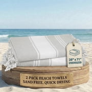 Casa Platino Oversized Cotton Beach Towels 2 Pack, Quick Dry & Lightweight, Sand Free Towels for Travel, Pool Towels & Outdoor Getaways – Grey
