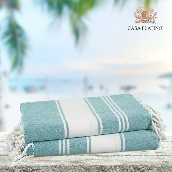 Casa Platino Oversized Cotton Beach Towels 2 Pack, Quick Dry & Sand Free, Large Beach Towels for Pool, Camping & Outdoor Travel – Hunter Green