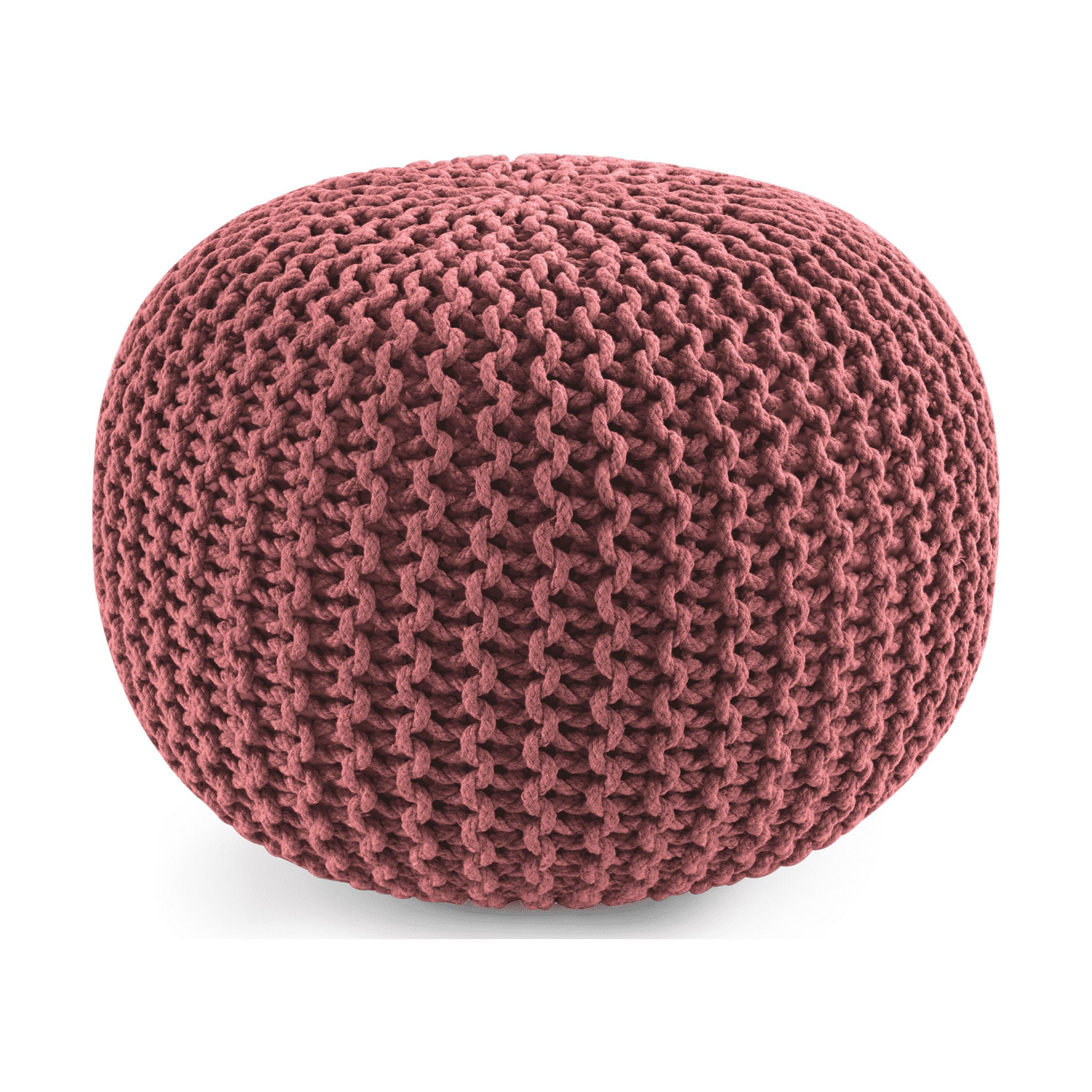 Casa Platino Pouf Ottoman Hand Knitted Ottoman Pouf, Round Pouf Ottonman Foot Rest for Couch