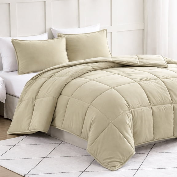 Casa Platino Pre-Washed Comforter Set Queen Size- 3 Piece Queen Comforter Set - Hydro-Brushed 100% Microfiber Queen Bedding Comforter Set - Soft & Breathable Bedding Queen Size Comforter Set- Linen