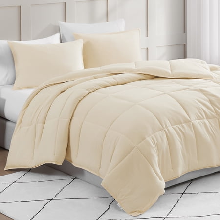 Casa Platino Pre-Washed Full Comforter Set- Cozy Full Comforter Set - Ultra Soft Hydro-Brushed Comforter Set Full - Super Soft & Cozy Bedding Comforter Full Size Set- Ivory