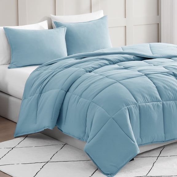 Casa Platino Pre-Washed Queen Size Bed Comforter Set - French Blue Comforter Set Queen - Super Soft & Cozy Bedding Hydro-Brushed 100% Microfiber Bedding Queen Size Comforter Set- French Blue