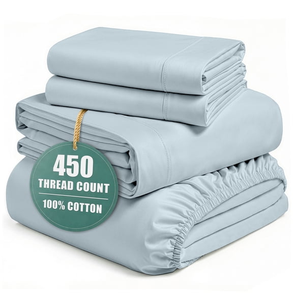 Casa Platino Queen Sheet Sets – 450 Thread Count 100% Cotton Cooling Sheets, Premium Hotel Luxury Sateen Finish, for Daily Comfort – French Blue