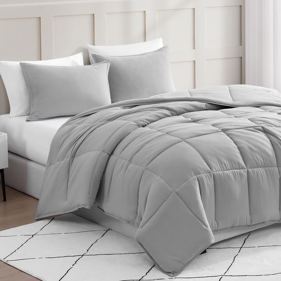 Casa Platino Queen Bedding Comforter Set- Duvet Insert - Includes Queen Comforter and 2 Queen Pillow Shams - Ultra Soft and Comy Comforter Queen Size Set- Cozy Queen Size Bed Comforter Set- Silver