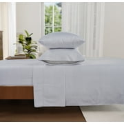 Casa Platino Queen Size Bed Sheets Set - Washed Ultra-Soft Microfiber Queen Bed Sheets - Extra Soft - 4 Piece Set - Bedding Sheets & Pillowcases, Queen-Ticking Stripe Blue