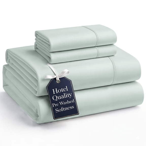 Casa Platino Queen Size Bed Sheets Set - Washed Ultra-Soft Microfiber Queen Bed Sheets - Extra Soft - 4 Piece Set - Bedding Sheets & Pillowcases, Queen-Mineral