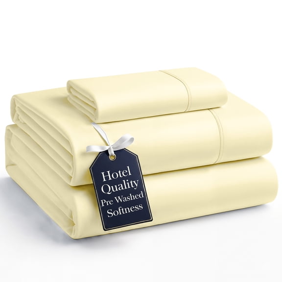 Casa Platino Queen Size Bed Sheets Set - Washed Ultra-Soft Microfiber Queen Bed Sheets - Extra Soft - 4 Piece Set - Bedding Sheets & Pillowcases, Queen-Vanilla