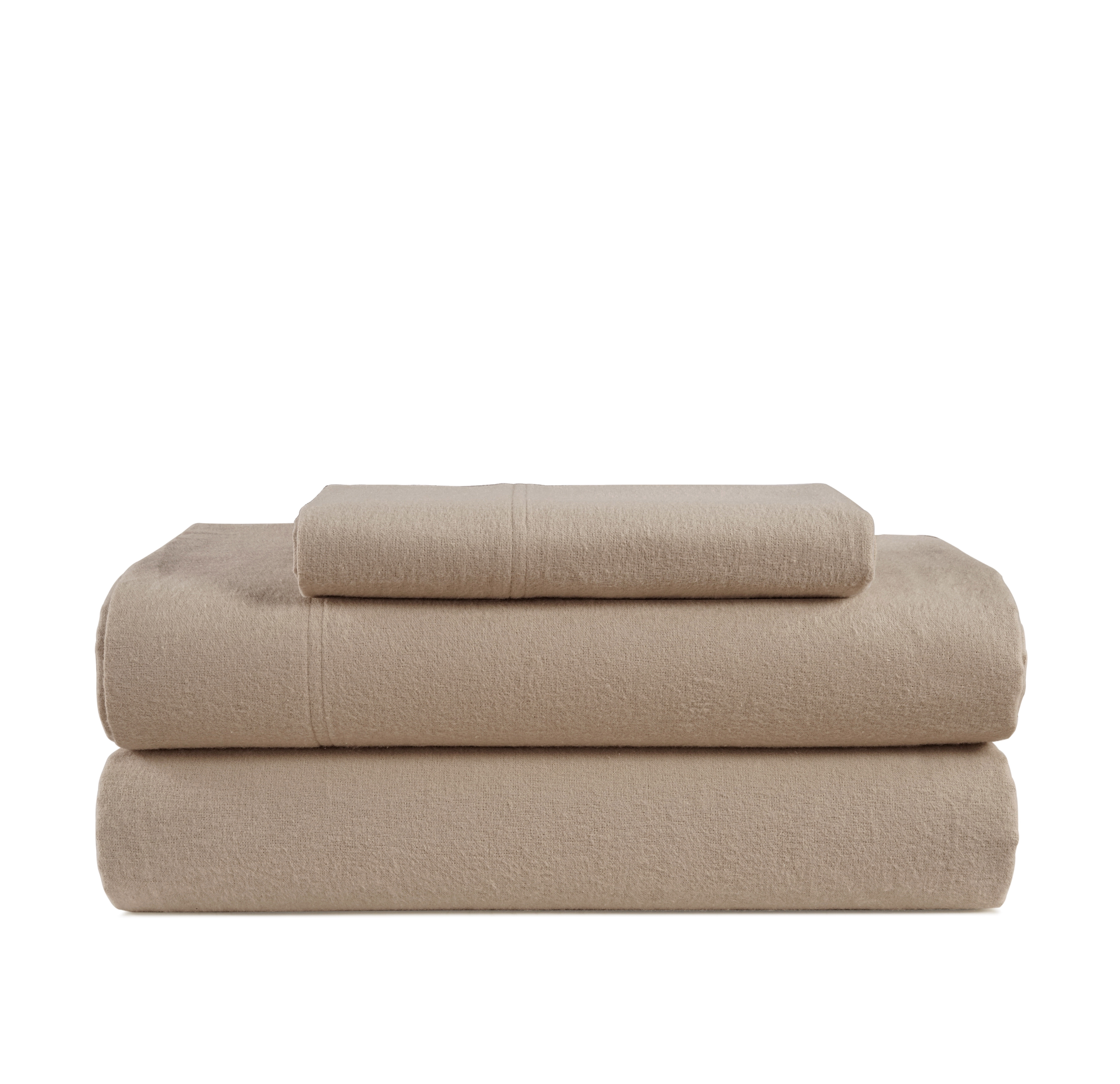 Casa Platino Queen Size Flannel Bed Sheet Set, 100% Cotton 4 Piece Set, Deep Pocket Sheets - Taupe