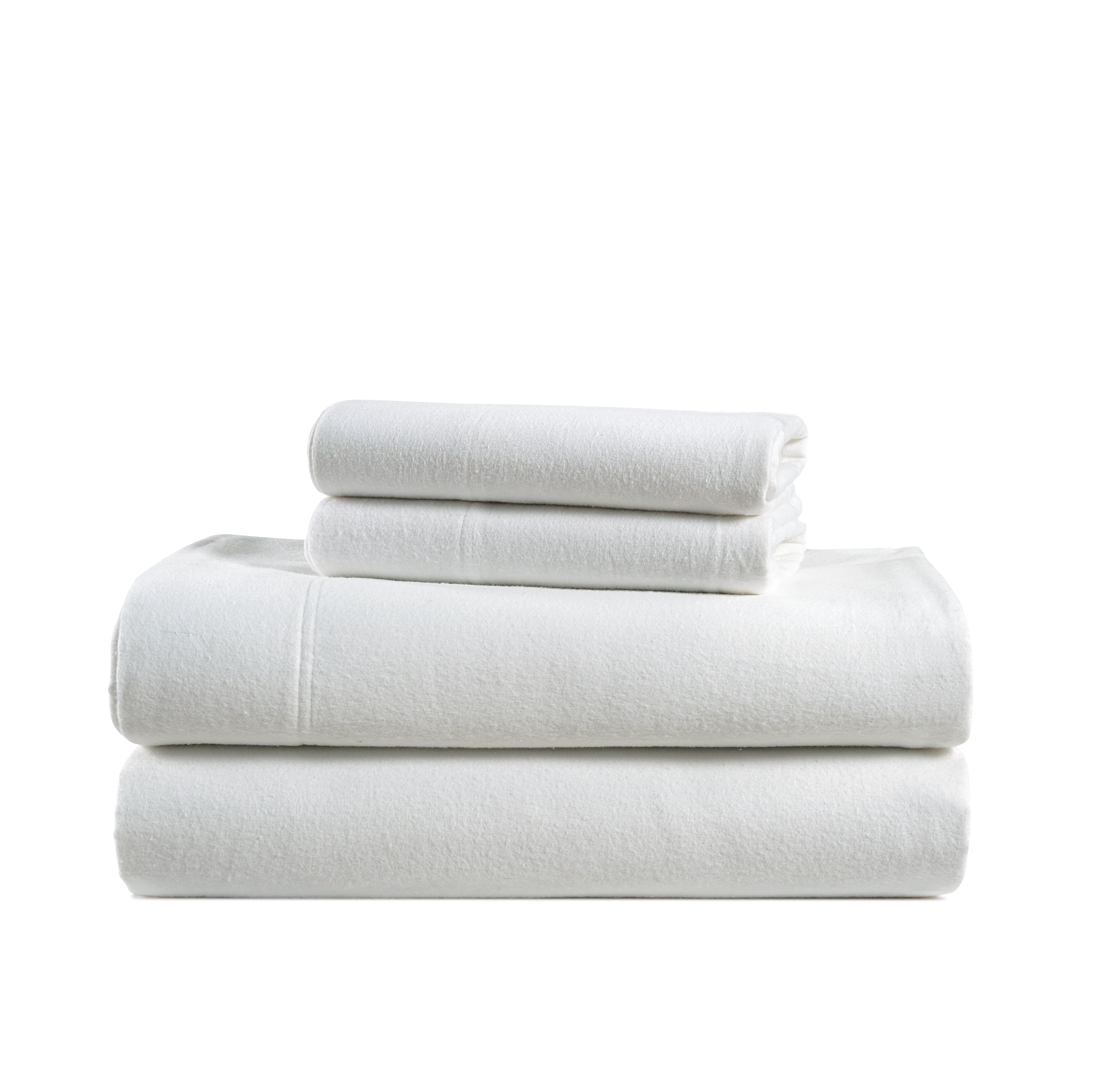 Casa Platino Queen Size Flannel Bed Sheet Set, 100% Cotton 4 Piece Set, Deep Pocket Sheets - White