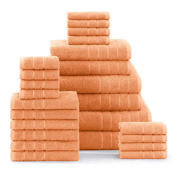 Casa Platino 100% Ring-Spun Cotton Towels Bathroom Sets Of 24 – 2 Bath Sheets, 2 Gym, 2 Bath, 4 Fingertip, 6 Hand, 8 Washcloths, Hotel-Quality Softness for Daily Living – Peach Fuzz