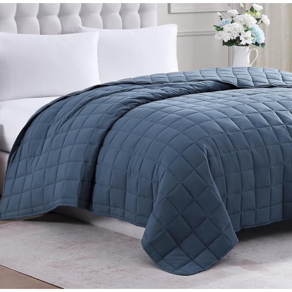 Casa Platino Quilted Blanket Twin XL Size - Pre Washed - Soft & Lightweight Bed Blanket Twin XL Size - All Season Down Alternative Blankets - Estate Blue