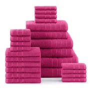 Casa Platino 24-Pcs Luxury Towels for Bathroom – 100% Ring-Spun Cotton, 2 Bath Sheets, 2 Gym Towel, 2 Bath, 4 Fingertip, 6 Hand, 8 Washcloths, Ultra Soft, Easy Care – Fuchsia