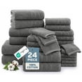 thumbnail image 1 of Casa Platino Towel Set of 24 – 100% Ring-Spun Cotton, 2 Bath Sheets, 2 Gym Towel, 2 Bath, 4 Fingertip, 6 Hand, 8 Washcloths, Perfect for Families, Soft After Every Wash – Ultimate Grey, 1 of 10