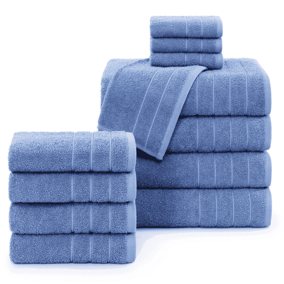 Casa Platino Bath Towel Set for Bathroom, 12 Piece Cotton Towel Set, Hand Towels & Washcloths - Soft & Durable for Everyday Use - Cerulean Blue